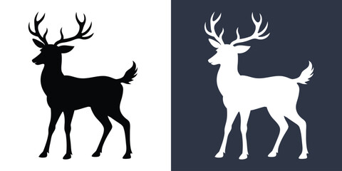Deer silhouettes vector illustration. deer black silhouette icon