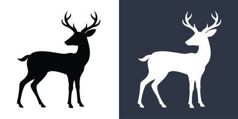 Deer silhouettes vector illustration. deer black silhouette icon