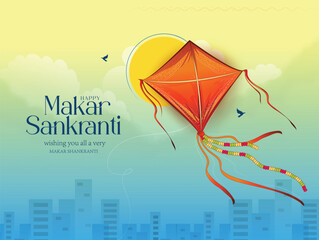 Fototapeta premium Happy Makar Sankranti Festival Template Design illustration vector art