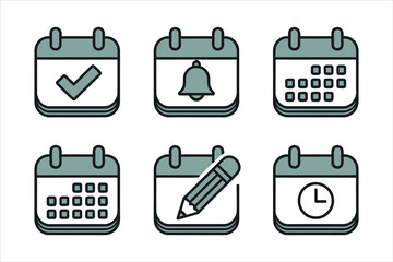 Set of Calendar Icons for Scheduling and Reminders