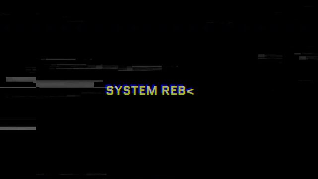 4k stock | Glitch system reboot error black background animation text decode style, suitable for tech-related content, error messages, and digital display effects.
