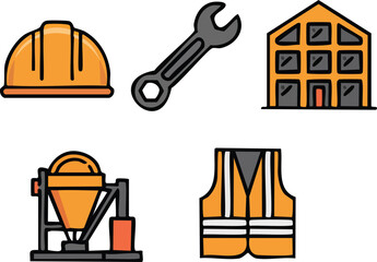 Simple Cartoon $DIY$ and Hand Tool Vector Icon Set