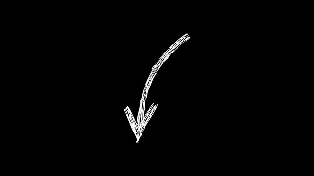 Navigation down indicator sketch overlay animation for UI tutorials presentations creative pointer element hand drawn motion graphics loop asset