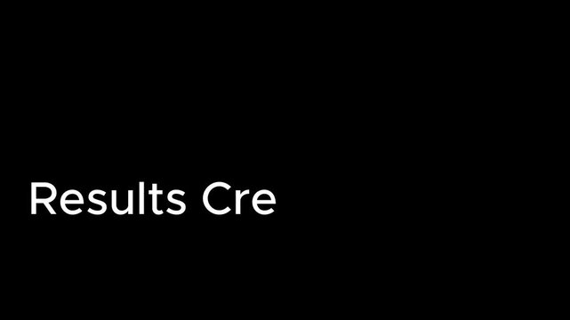 Results create re in white text on a black background simple graphic design presentation slide