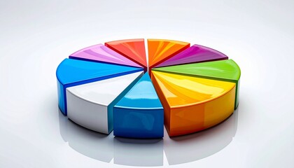 Abstract pie chart with colorful segments on white background