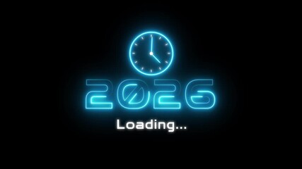 New year 2026 loading animation. Neon new year text animation. New year timer clock icon animation. - Powered by Adobe