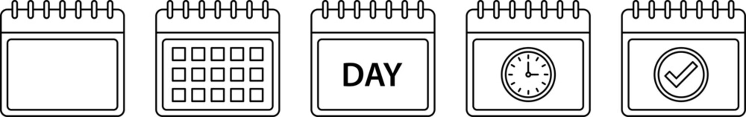 Five vintage style flip calendars showing different designs