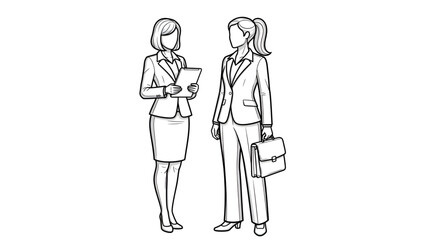 Office women without background in vector CAD design style
