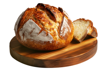Rewena bread loaf, Maori potato sourdough bread, isolated on white transparent background, concept of New Zealand bakery