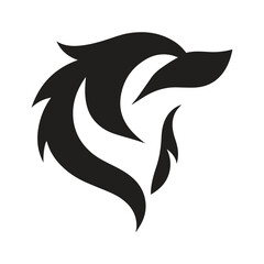 Expressive Ink-Splash Wolf Symbol Created With Bold Minimal Brush Forms