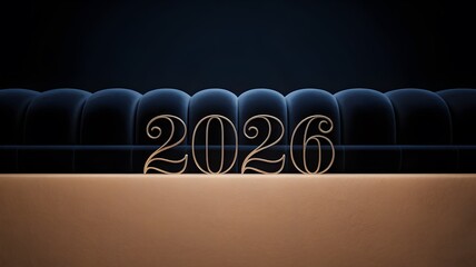 Obraz premium 2026 Year Concept and Abstract Design Elements Set with Material Textures and Vibrant Spheres