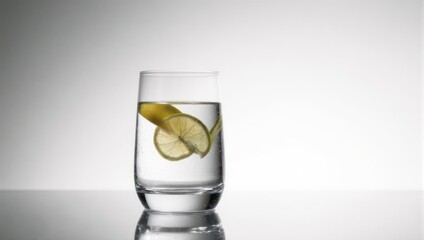 Clear glass tumbler filled with water, featuring a lime slice