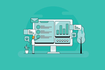 Business strategist operates diverse portfolio of digital functions for systematically organized and structured marketing checklist.