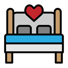 Romantic Bed Vector Filled Icon Design