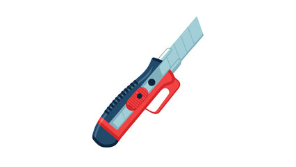 Utility Knife With Blue Handle And Red Safety Lock On A Black Background Isolated Industrial Tool For Cutting And Crafting Supplies