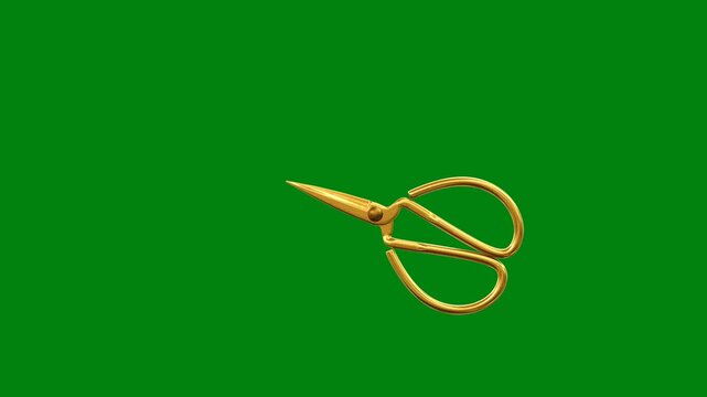 scissors cutting on green background 3D rendering