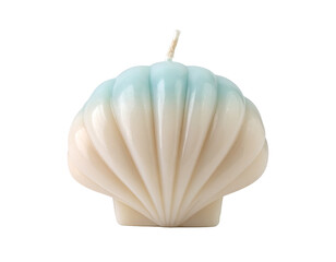 Pastel Seashell-Shaped Candle on a White Background