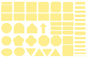 Yellow Sticky Note Shapes and Washi Tape Set with Grid Texture