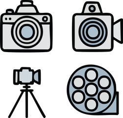 Modern Line Art Photography and Media Vector Icons