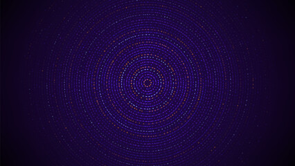 Bright futuristic digital circles. Futuristic circular waves or lines made by circle particles. Big Data or Cyberspace visualization. Vector Illustration.