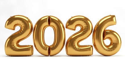Happy new year 2026 3d realistic golden balloons, a new year celebration symbol and text design icon