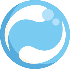 Round blue soap bubble with foam floating, representing washing, cleaning, hygiene, and purity