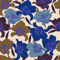 Floral Artistic Seamless Pattern. Vintage Flower Print Template for Textile, Fabric, Invitations, Greeting Cards.