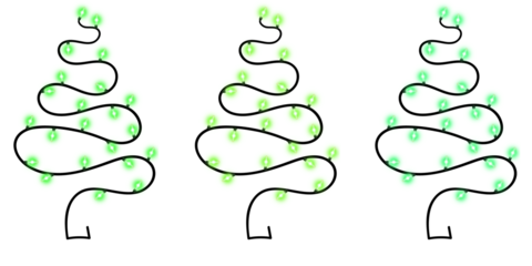 Glowing Green Christmas Light Trees On Transparent Background