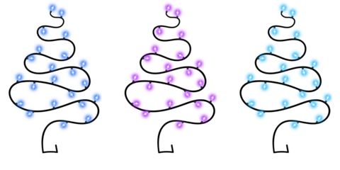Minimal Line Art Christmas Trees Made Of String Lights With Blue And Purple Glow