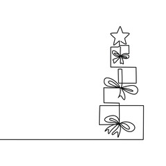 Christmas Tree Gift Wrap Line Art 