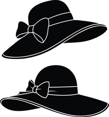 Classic Black Hats with Bows Silhouette Collection