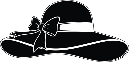 Classic Black Hat with Bow Design Fashion Accessory Illustration