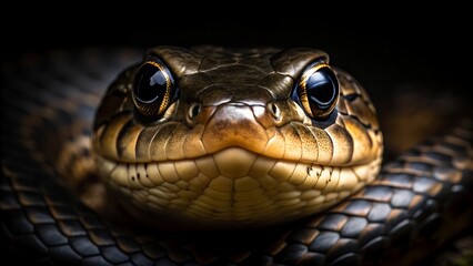 Obraz premium Close up of a snake s face with intense eyes and scales
