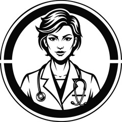 Female Doctor Portrait Medical Professional Healthcare Logo Design