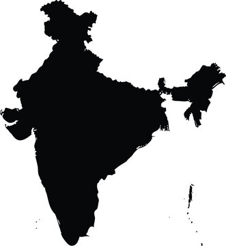 Silhouette Map of India Isolated on Transparent Background