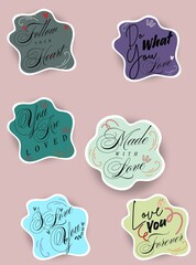 Beautiful Handwritten Love Quotes Stickers Perfect for Creative Romantic Themes and Ideas,Explore stylish handwritten love quotes ideal for stickers, greeting cards, and romance art designs