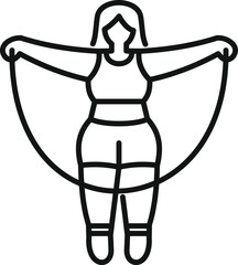 Curvy woman exercising with jumping rope, promoting body positivity and healthy lifestyle