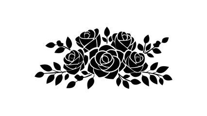 Bouquet of roses icon, romantic flower arrangement symbol, love and wedding decoration concept, Valentine gift illustration, floral arrangement for celebration and anniversary vector