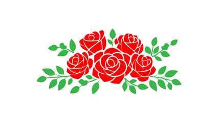 Bouquet of red roses icon, romantic flower arrangement symbol, love and wedding decoration concept, Valentine gift illustration, floral arrangement for celebration and anniversary vector