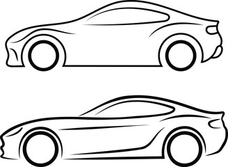 Stylized Car Silhouettes in Black and White Illustration