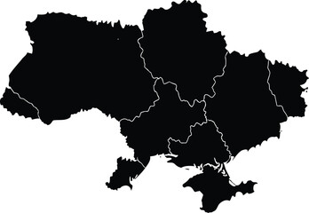 Ukraine Map Silhouette Outline Black and White Design