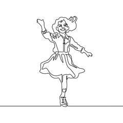 Dancing Woman Line Art Illustration 
