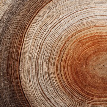 High-detail warm wood ring pattern showing natural aging lines for eco design, craft backgrounds, and rustic visuals