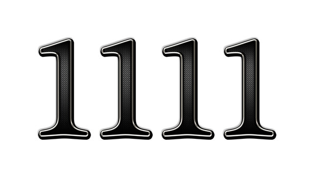 black metal 3d design of number 1111 on white background.