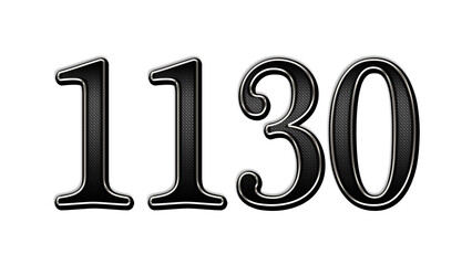 black metal 3d design of number 1130 on white background.