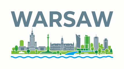 Obraz premium Warsaw city skyline colorful abstract vector illustration