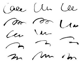 手書きのブラシストローク素材のセット、かすれ、アナログ質感