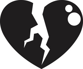 Black broken heart representing heartbreak, separation or divorce