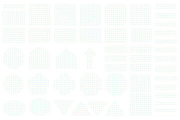 Blue Large Grid Notebook Paper Sticky Note Shapes Clipart Set