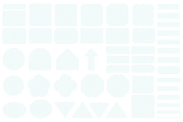 Blue Small Grid Graph Paper Sticky Note Shapes Clipart Set
